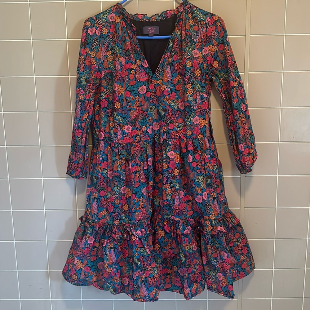 Jcrew Floral Long Sleeve Midi Dress